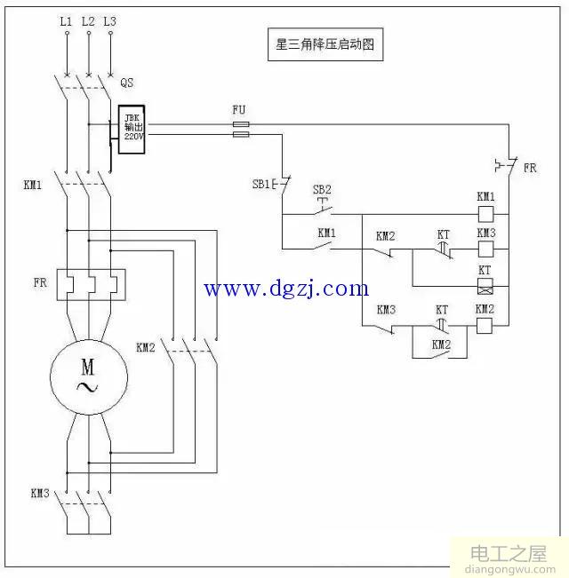 三相异步电动机星三角启动电路图