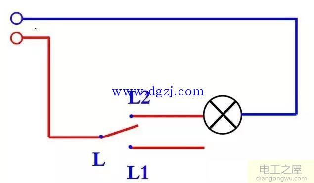 一个双控开关控制一盏灯,双控开关可做单控开关使用