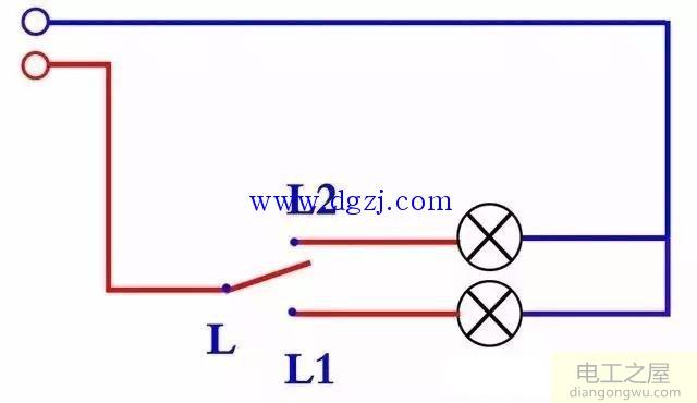 一个双控开关控制两盏灯接法