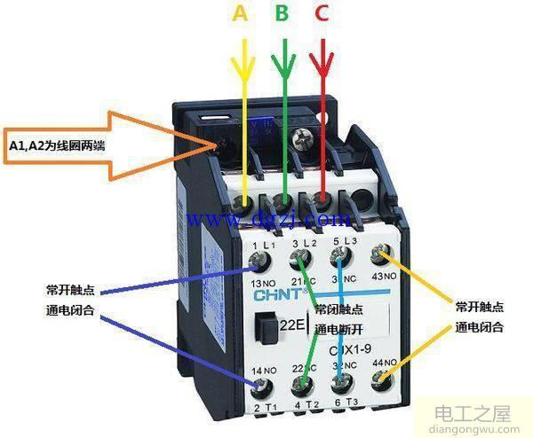 交流接触器接线端子接线图解