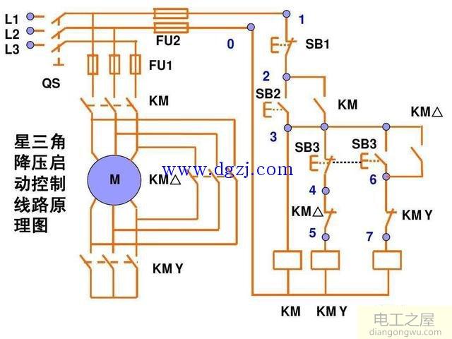 电动机星三角降压启动接线图