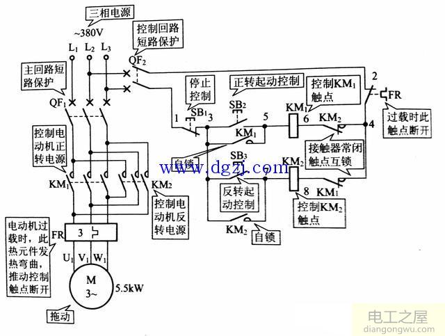 380v电动机正反转控制电路图及原理分析