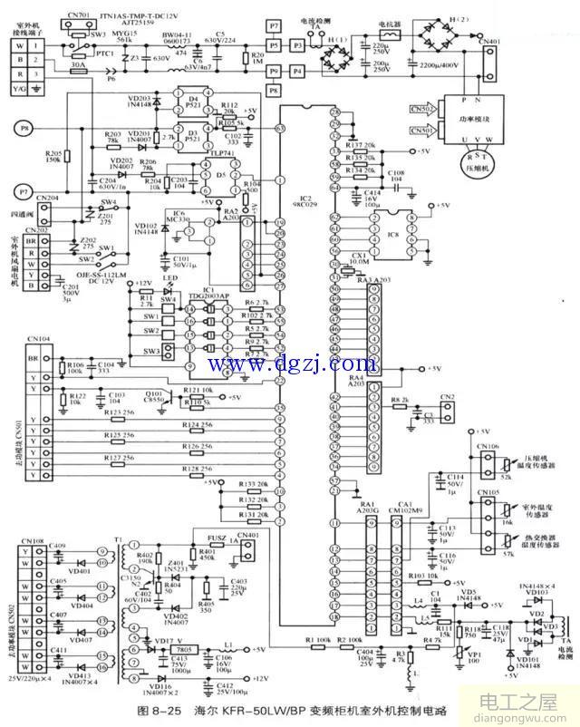 海尔变频柜机室外机控制电路图