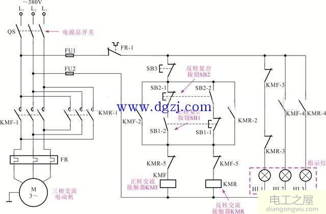 三相交流电动机正反转控制线路图及重点部件检修