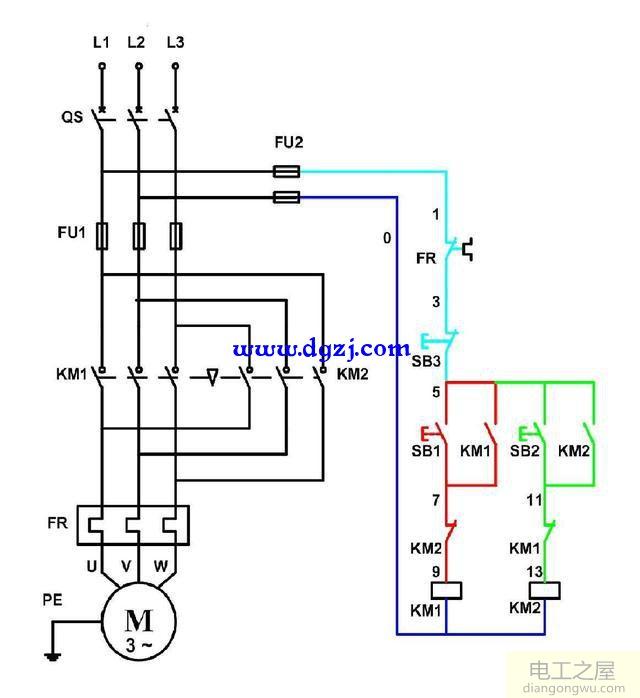 控制电动机正反转的电路图怎么画