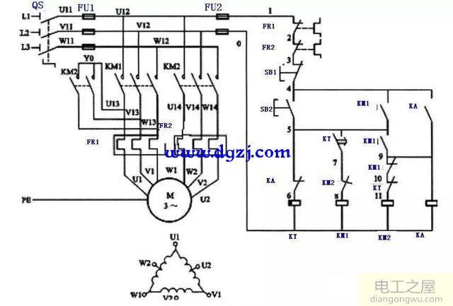 三相交流双速电动机电路图
