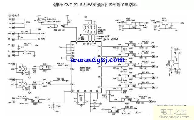 康沃变频器控制端子电路图讲解