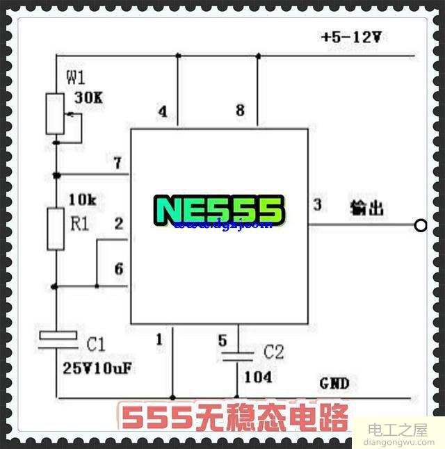 555无稳态应用<a href=http://www.diangongwu.com/zhishi/dianlutu/ target=_blank class=infotextkey>电路图</a>_555无稳态基本电路