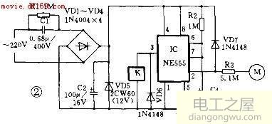 ne555简单常见的触发延时<a href=http://www.diangongwu.com/zhishi/dianlutu/ target=_blank class=infotextkey>电路图</a>