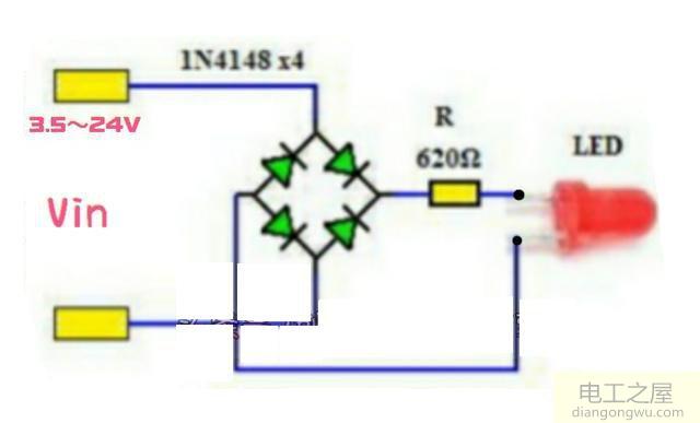 发光二极管正接和反接都亮<a href=http://www.diangongwu.com/zhishi/dianlutu/ target=_blank class=infotextkey>电路图</a>