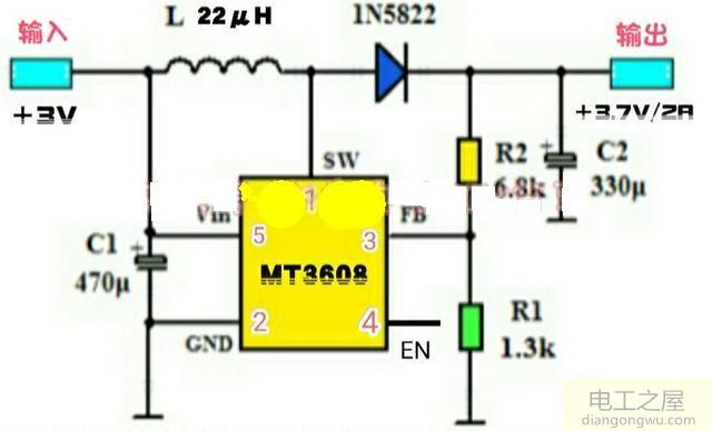 dc-dc升压ic构成的3v转3.7v升压<a href=http://www.diangongwu.com/zhishi/dianlutu/ target=_blank class=infotextkey>电路图</a>