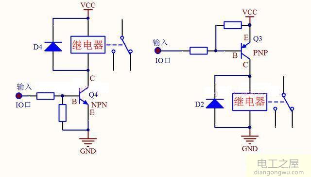 三极管开关控制继电器为什么继电器要接在三极管集电极上