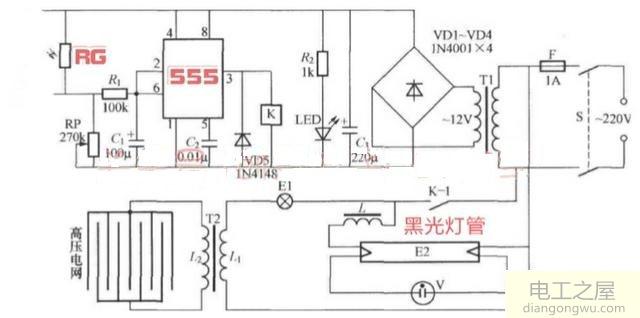 太阳能杀虫灯电路原理图