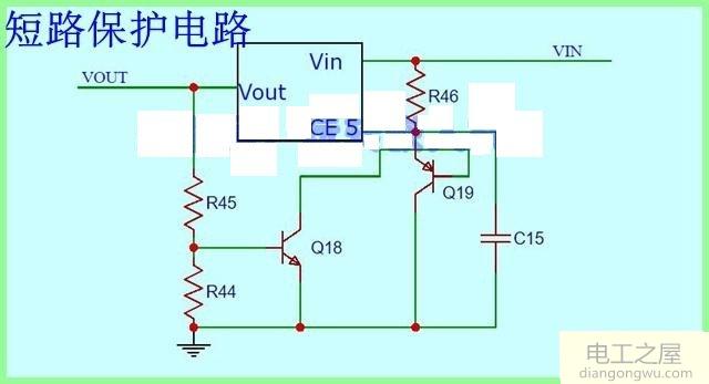 简单的LM2596输出短路保护<a href=http://www.diangongwu.com/zhishi/dianlutu/ target=_blank class=infotextkey>电路图</a>