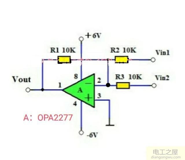 运放opa2277制作的精密加法器电路设计 运放电路 电路图 电工屋
