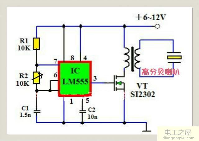 简单易制的超声波驱狗器电路原理图