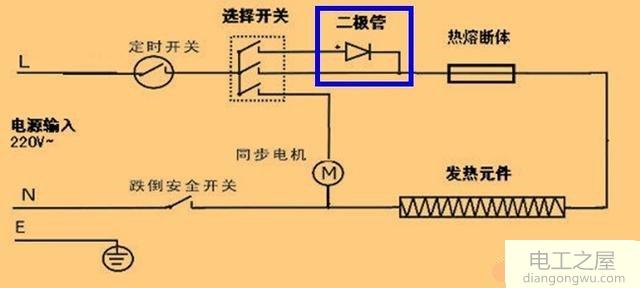 电暖器档位转换为什么用二极管