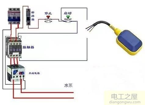 交流接触器浮球自动控水接线方法