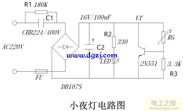 小夜灯内部电路图及工作原理