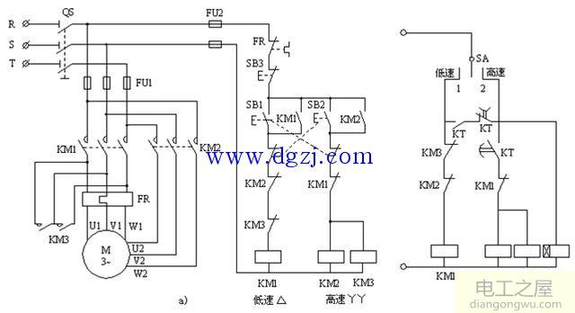 双速电机变极方法及双速电机控制<a href=http://www.diangongwu.com/zhishi/dianlutu/ target=_blank class=infotextkey>电路图</a>分析