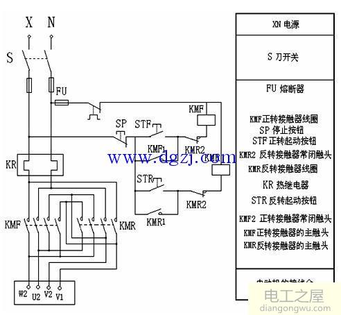 单相电机正反转控制电路接触器联锁