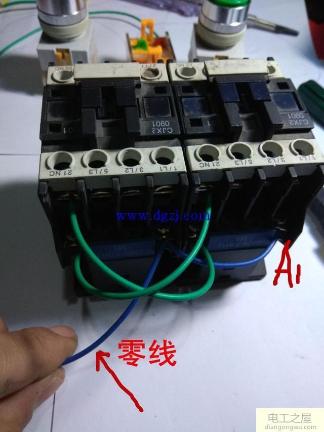 接触器点动自锁互锁接线实物图解