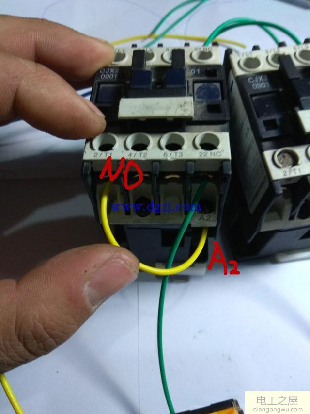 接触器点动自锁互锁接线实物图解