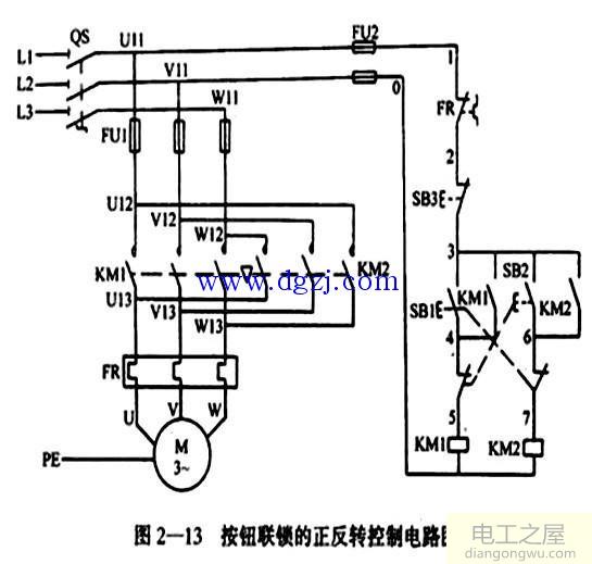 三相电动机正反转控制电路图