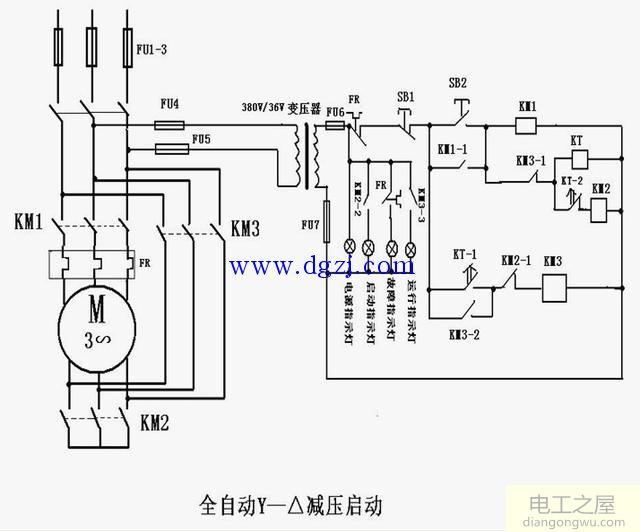 三相电动机星形三角形减压启动电路图