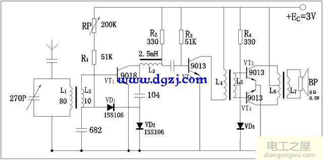 自制直放式收音机电路图分析