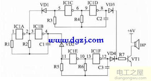 反相器应用<a href=http://www.diangongwu.com/zhishi/dianlutu/ target=_blank class=infotextkey>电路图</a>