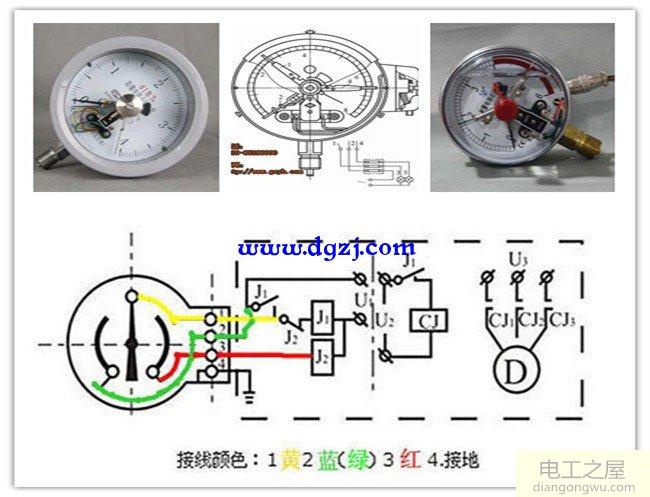 电接点压力表实物接线图_380电接点压力表接线图
