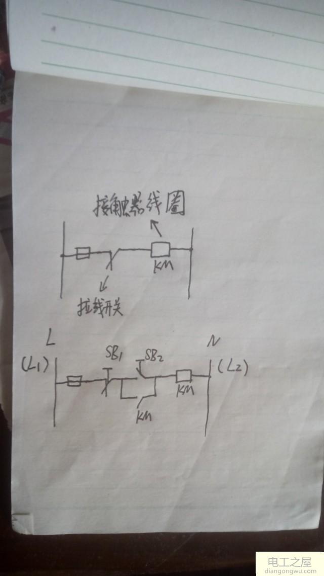 一个接触器的自锁<a href=http://www.diangongwu.com/zhishi/dianlutu/ target=_blank class=infotextkey>电路图</a>