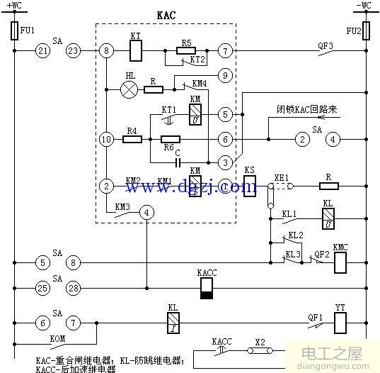 自动重合闸后加速动作过程原理接线图