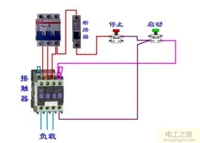 一个接触器控制电机通断和两个接触器控制电机正反转