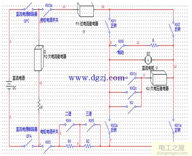 直流电机正反转控制电路原理图