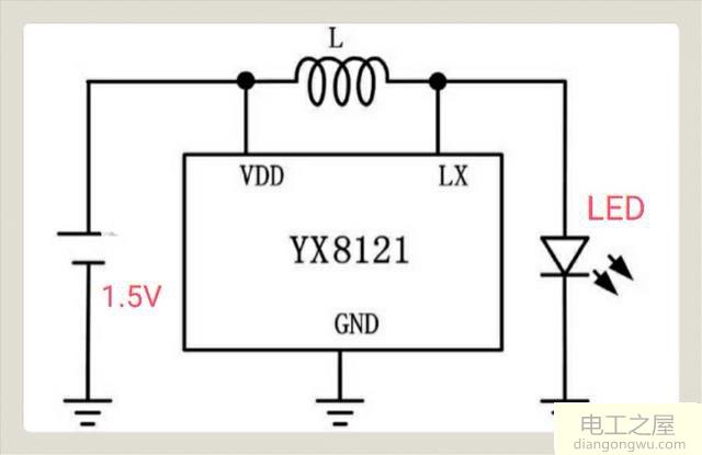 1.5v电池的led手电筒升压电路图