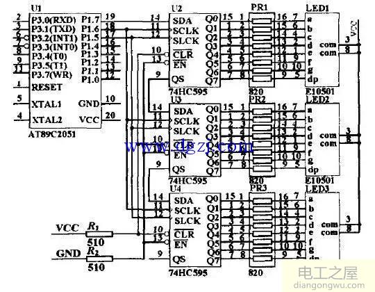 74hc595驱动led电路设计方案实例