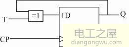 d触发器转换成t触发器