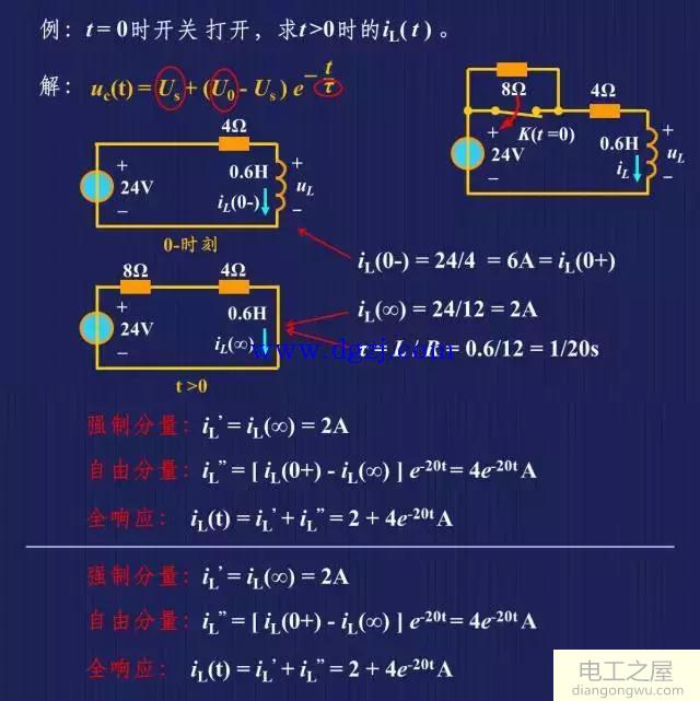 一阶电路的三要素法公式及例题