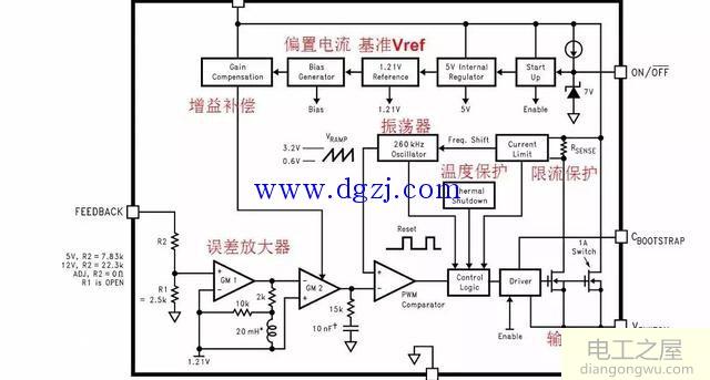 降压电源芯片LM2675的内部设计原理和结构