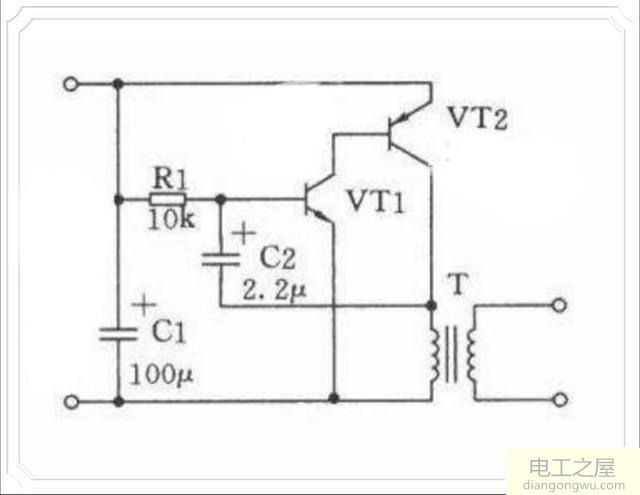 振荡电路是怎么起振的?VT2是怎么导通的?电流是怎么流的