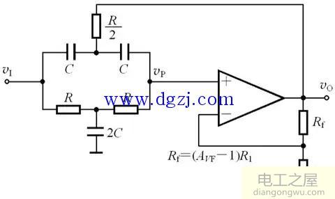 二阶有源带阻滤波电路图及幅频特性