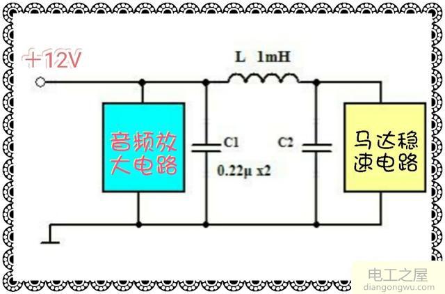 12V磁带录音机放音时扬声器里有机芯稳速电机的声音