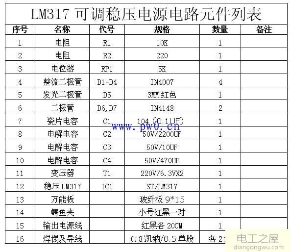 LM317可调直流稳压电路图设计与制作