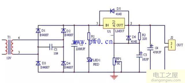 LM317可调稳压直流电源电路分析与制作