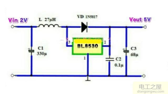 将2V直流电压转换成5V直流电压