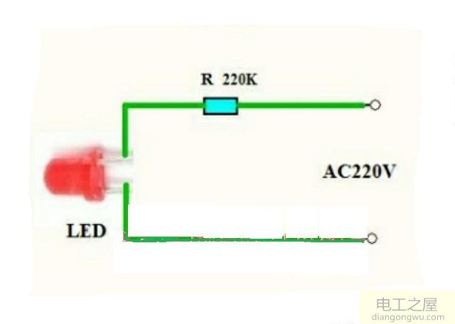 发光二极管和高亮度发光二极管用220V交流电压点亮的方法