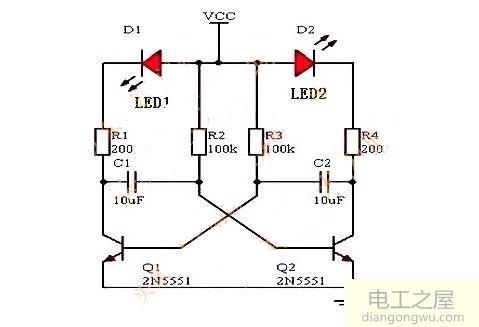 如何设计一个闪烁频率为2Hz的闪光电路