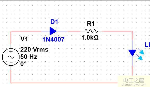 发光二极管接220v电路图